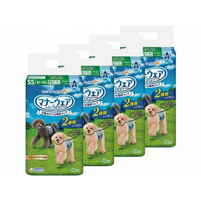 マナーウェア 男の子用 SS 青チェック・紺チェック 48枚×4袋 ペット用品 ペット用おむつ マナーオムツ 紙オムツ しつけ 介護 お漏らし対策 マーキング 紙おむつ ペットおむつ ペットオムツ 犬用オムツ ユニ・チャーム