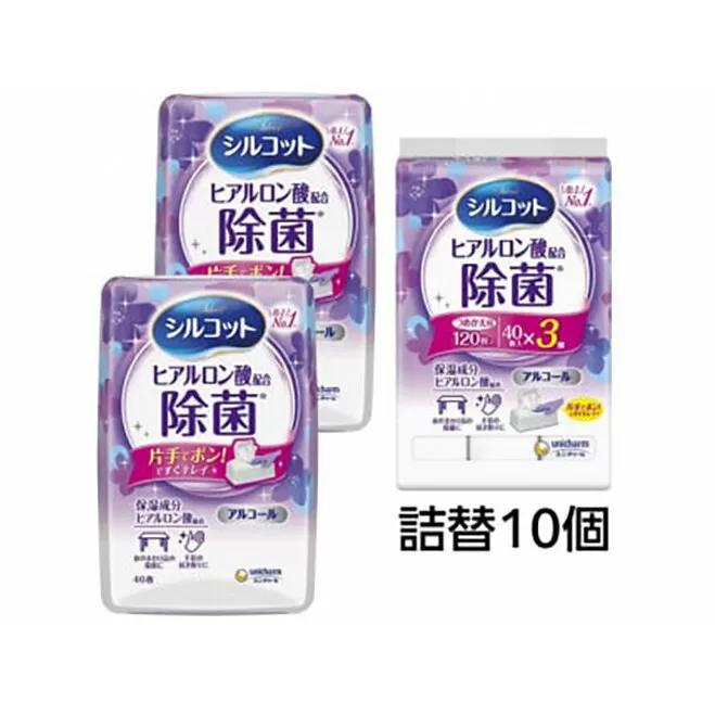 シルコット ウェットティッシュ アルコール ヒアルロン酸配合 セット(本体＋詰替5個) ダブルセット 手拭き 外出時 食事前 手肌にやさしい 保湿成分配合 厚手 やわらか しっかり除菌 ユニ・チャーム