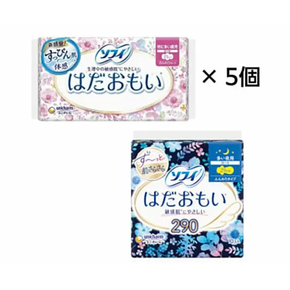 輝く女性応援 セット (お肌にやさしいふんわりタイプ) 日用品 生理用品 敏感肌にやさしい ソフィ はだおもい 羽つき 特に多い昼用 多い夜用 ナプキン ギャザー付き 朝まで安心 ユニ・チャーム