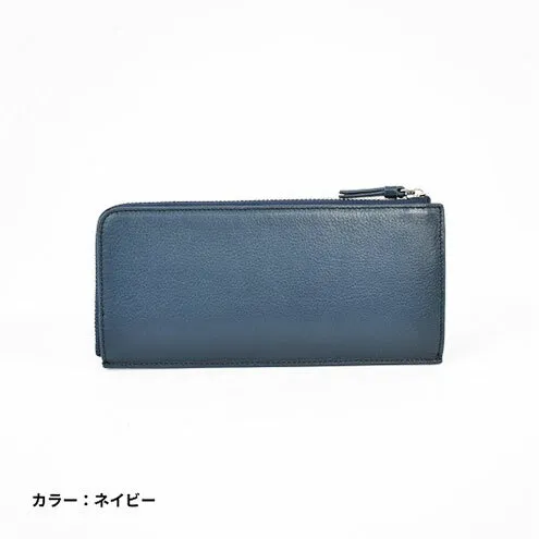 レディース本革L字ファスナー長財布4M3-1153（・ネイビー）