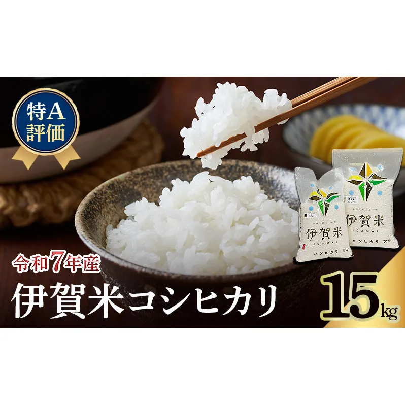【特A評価】令和7年産 伊賀米コシヒカリ15kg（精米）　お米 米 白米 こしひかり ごはん 三重県 名張市