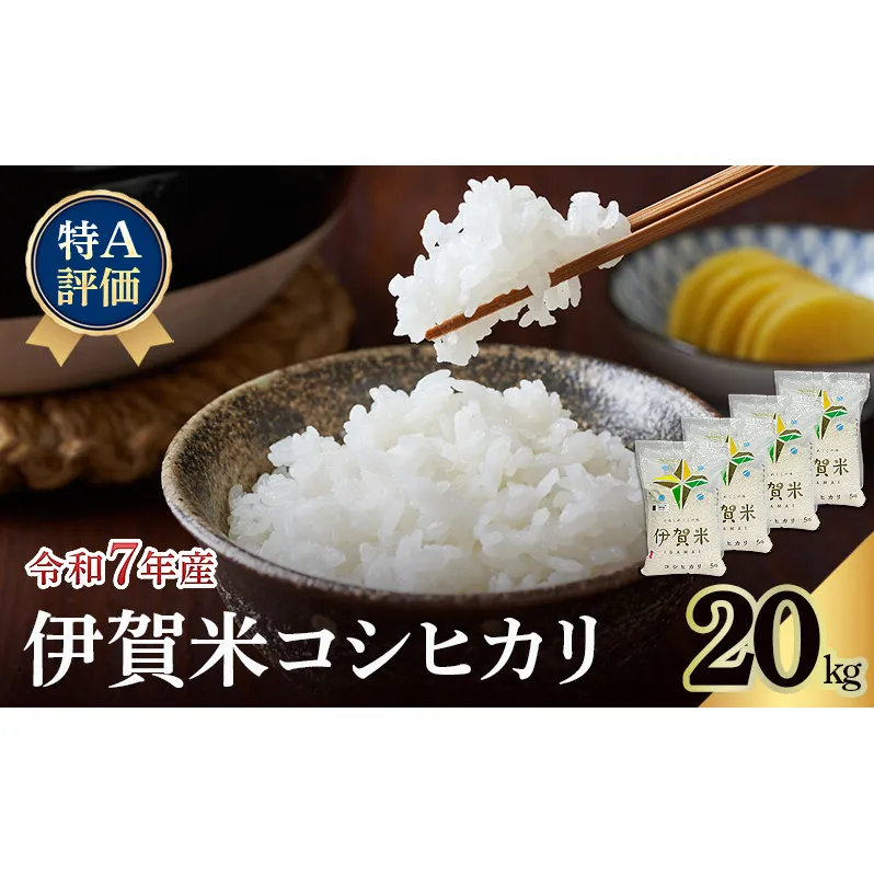 【特A評価】令和7年産 伊賀米コシヒカリ20kg（精米）　お米 米 白米 こしひかり ごはん 三重県 名張市