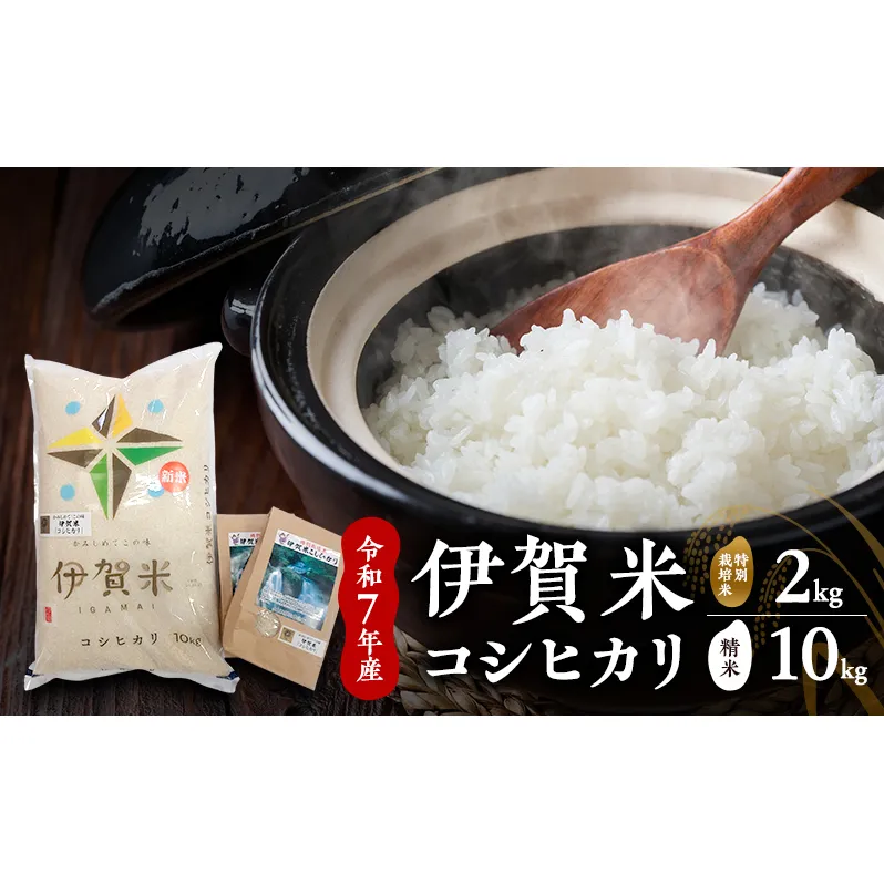 【精米】令和7年産　伊賀米コシヒカリ　10kg+特別米2kg　お米 米 白米 こしひかり ごはん 三重県 名張市