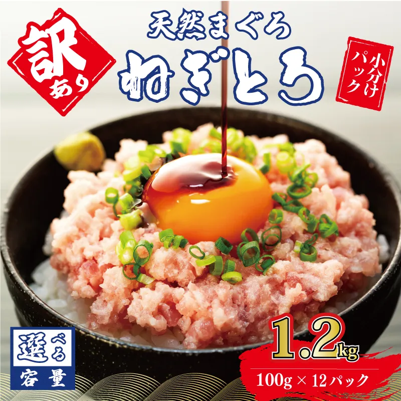 訳あり 大容量 ねぎとろ 1.2kg (100g×12パック) 天然マグロ 冷凍 小分け 個包装 便利 簡単 ネギトロ ねぎとろ丼 ネギトロ丼 マグロ まぐろ 鮪 たたき 新鮮 海鮮丼 丼 寿司 おかず 惣菜 おつまみ 食べきり 惣菜 1人前 三重県 伊勢 志摩 15000円 1万5千円 一万五千円