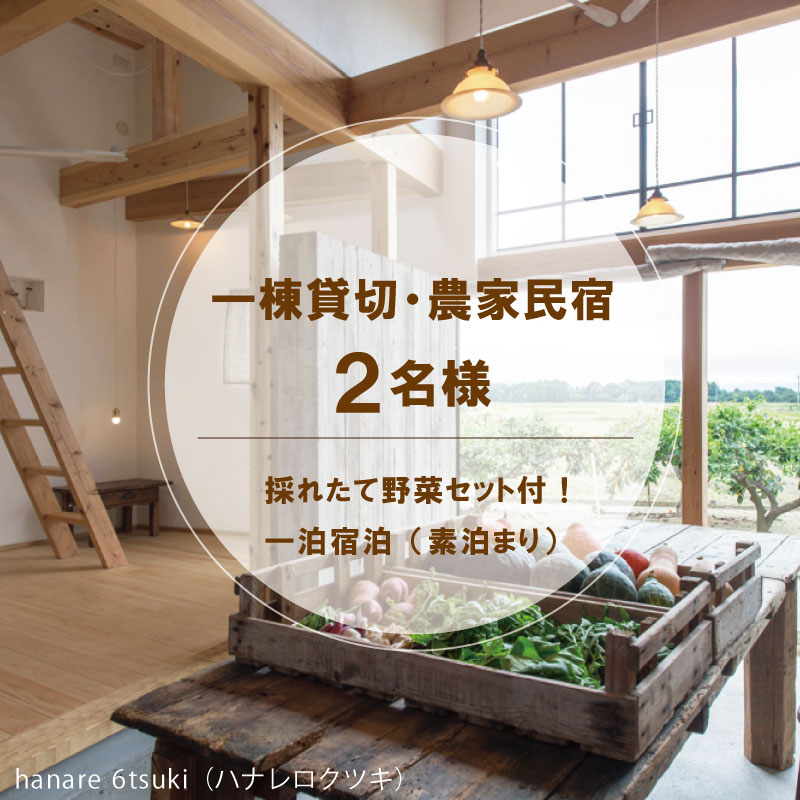 一棟貸切 農家民宿 (2名様） 採れたて 野菜セット付！！ 「 hanare 6tsuki (ハナレロクツキ） 一泊宿泊 (素泊まり）六月農園 旅行 観光 宿泊券 BBQ 農家 民宿 貸し切り 子供 子ども のんびり 暖炉 自炊 薪 薪ストーブ ヒノキ 