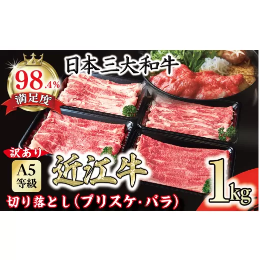 【訳あり】近江牛 A5 切り落とし スライス 食べ比べ ブリスケ＆バラ 1kg【FO01U】