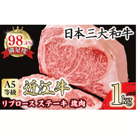 A5等級 未経産雌限定　近江牛リブロース　ステーキ　塊肉1kg折箱入【FO20U】
