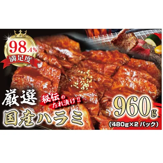 希少　和牛入国産牛　ハラミ960g(480g×2)　秘伝の自家製タレ漬け【FO23W】