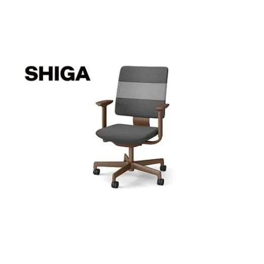 イトーキ SHIGA シガ 昇降脚 背トリプル ベースカラー:チェストナットブラウン / 座面カラー:ツートーンWC（KJ-517SEM-F2WCF）キャスター5本脚 【アンクルムーブ・シンクロロッキング / アジャスタブル肘 / 抵抗付きウレタンキャスター】 日本製 ワークチェア オフィスチェア 柴田文江氏デザイン【EI185W】