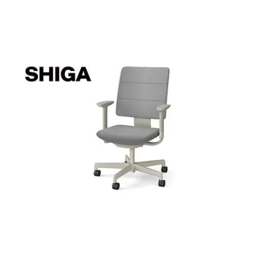 イトーキ SHIGA シガ 昇降脚 背トリプル ベースカラー:ペールオリーブ / 座面カラー:グレーC（KJ-517SEM-L4C5F）キャスター5本脚 【アンクルムーブ・シンクロロッキング / アジャスタブル肘 / 抵抗付きウレタンキャスター】 日本製 ワークチェア オフィスチェア 柴田文江氏デザイン【EI186W】