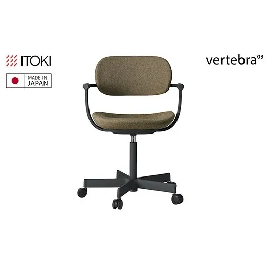 イトーキ バーテブラ03  (vertebra03) お客様組立品 ( かんたん組立 ) /   5本脚  / ブラック ナイロン双輪キャスター [ CD張地 : ダークオリーブ ] / オフィスチェア デスクチェア ダイニングチェア KG-825CD-T1L2CF【EI212W】（滋賀県　近江八幡市）