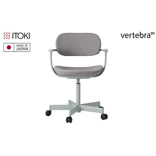 イトーキ バーテブラ03  (vertebra03) お客様組立品 ( かんたん組立 ) /   5本脚  / ペールオリーブ ナイロン双輪キャスター [ CD張地 :グレーC ] /オフィスチェア デスクチェア ダイニングチェア KG-825CD-L4C5CF【EI214W】（滋賀県　近江八幡市）