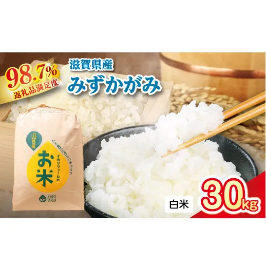 【新米】令和8年産冷めても美味しいあっさりとした味わい「みずかがみ」白米【30kg×1袋】【C016W1】(滋賀県 近江八幡市)
