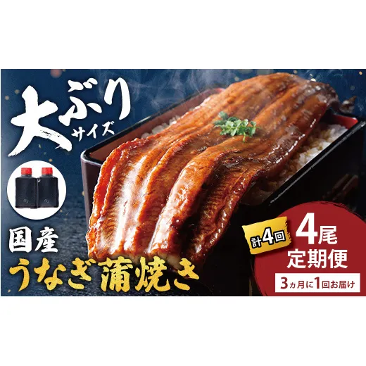 【一度食べたらやみつき!リピート多数】うなぎ蒲焼4尾 定期便 (計4回 3か月に1回お届け)【D033W】(滋賀県 近江八幡市)