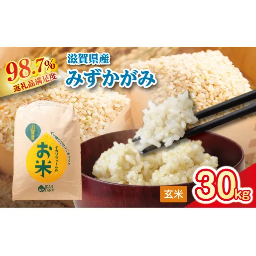 【新米】令和8年産 冷めても美味しいあっさりとした味わい「みずかがみ」玄米【30kg×1袋】【C019W2】(滋賀県 近江八幡市)