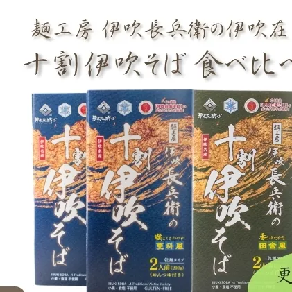 麺工房 伊吹長兵衛の伊吹在来そば 十割伊吹そば 田舎風＋更科風（乾麺）つゆ付　食べ比べセット8人前（1箱200g×4箱）
