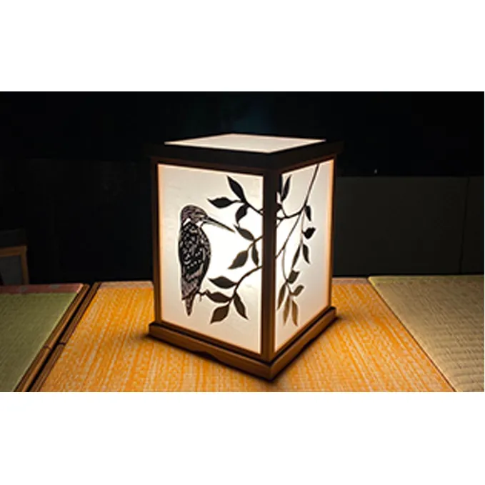 【笹木木工×早川鉄兵】切り絵のあんどん（カワセミ） インテリア 工芸品 行燈 電源コード付き 