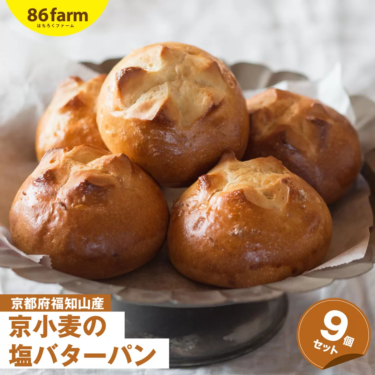 京小麦の塩バターパン 9個セット / パン ぱん 塩バターパン 京小麦 卵 福知山産 塩 釜炊き 食事 おやつ 9個セット 京都府 福知山市 FCAM011