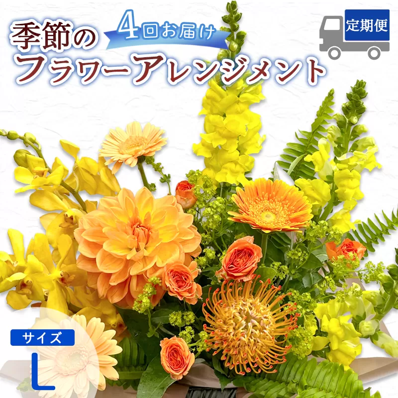 【4回定期便】 季節のフラワーアレンジメント （L） | 発送月固定 花 お花 生花 フラワー フラワーアレンジメント 花束 花の定期便 定期便 4回 配送地域限定 京都府 綾部市