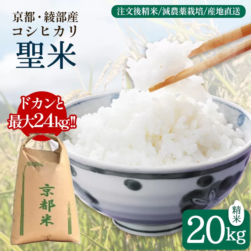 業務用 京都府産コシヒカリ 聖米 白米20kg 【米 お米 白米 精米 京都府産 ごはん こめ 国産 20キロ 大容量 まとめ買い 京都府 京都 綾部市 】