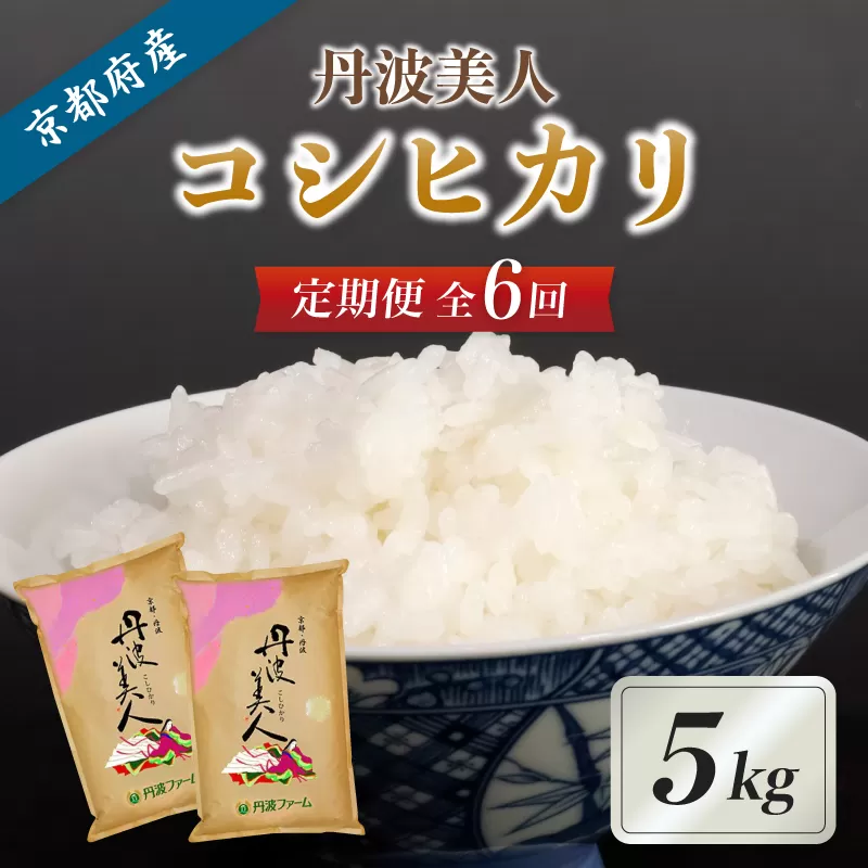 【6回毎月定期便】京都府産 コシヒカリ「丹波美人」白米5kg 令和7年度産 【 お米 米 白米 精米 こしひかり 国産 選べる 定期便 毎月発送 京都 綾部 】