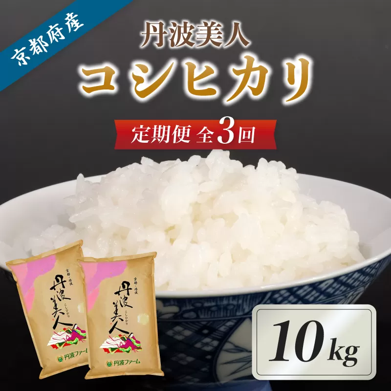 【3回毎月定期便】京都府産 コシヒカリ「丹波美人」白米10kg 令和7年度産 【 お米 米 白米 精米 こしひかり 国産 選べる 定期便 毎月発送 京都 綾部 】