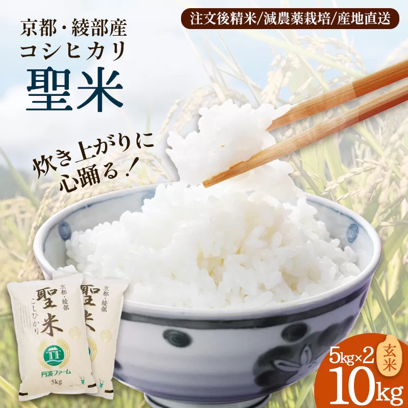 「聖米」 玄米 10kg （5kg×2） | 米 お米 こしひかり 玄米 ごはん おこめ 国産 京都府 綾部市