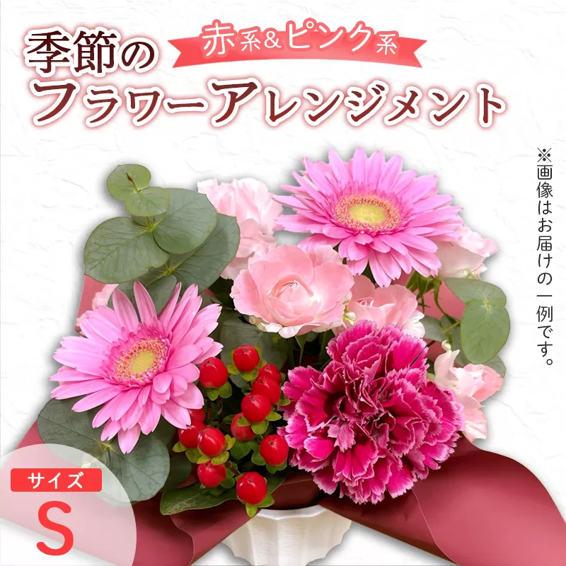 季節のフラワーアレンジメント(S/赤・ピンク系) | 花 お花 生花 フラワー フラワーアレンジメント 花束 お祝い 赤 ピンク 赤系 配送地域限定 京都府 綾部市