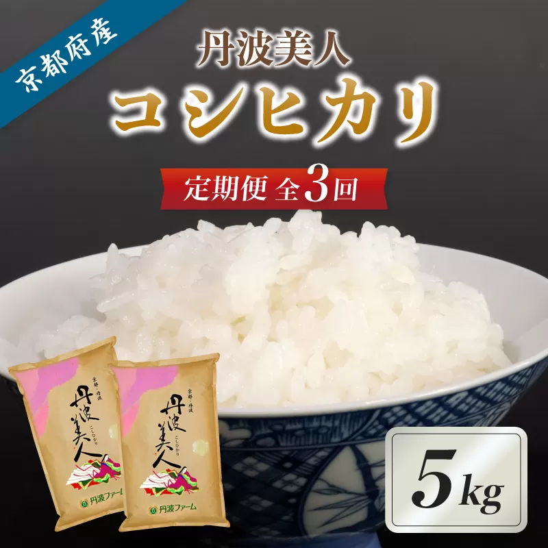 【3回毎月定期便】京都府産 コシヒカリ「丹波美人」白米5kg 令和7年度産 【 お米 米 白米 精米 こしひかり 国産 選べる 定期便 毎月発送 京都 綾部 】