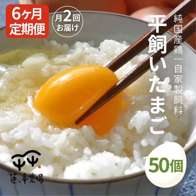 【月2定期便】 平飼いたまご 50個×月2回×6ヶ月 【 定期便 選べる 選べる月数 平飼い卵  卵定期便 たまご定期便 非遺伝子組み換え 自家配合 たまご タマゴ  平飼い 卵 国産 純国産鶏 もみじの平飼い卵 京都奥丹波 綾部 京都 蓮ヶ峯農場 】 