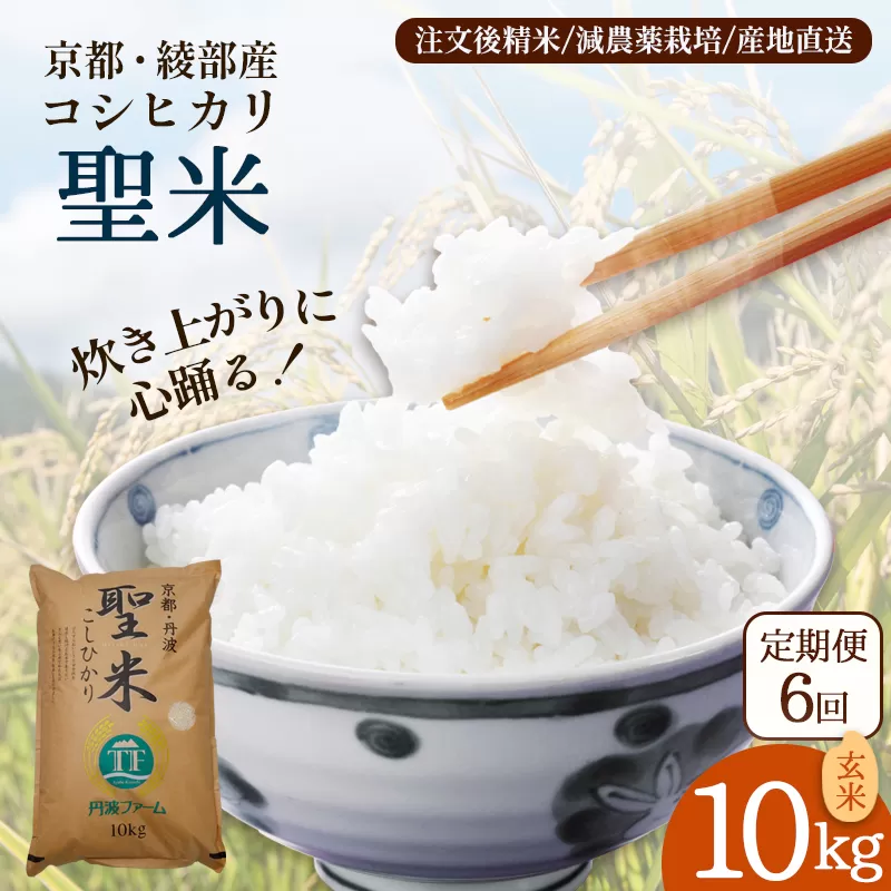 【定期便6回】聖米(玄米) 10kg×6回 / 米 玄米 定期便 綾部市 / 有限会社カメイ［BSDY068］