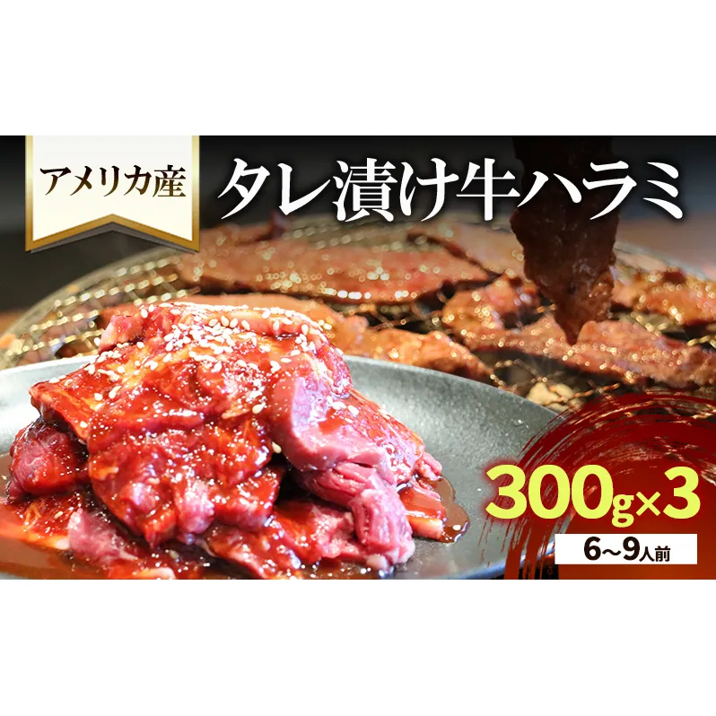 アメリカ産タレ漬け牛ハラミ　6～9人前 300g×3 牛肉 焼肉 焼き肉 アウトドア BBQ