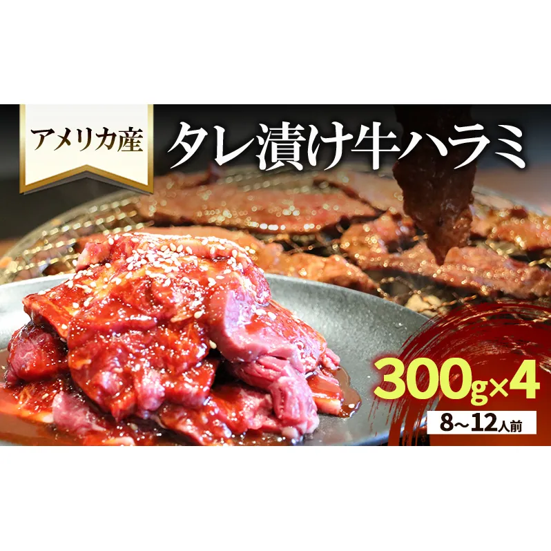 アメリカ産タレ漬け牛ハラミ 8～12人前 300g×4 牛肉 焼肉 焼き肉 アウトドア BBQ