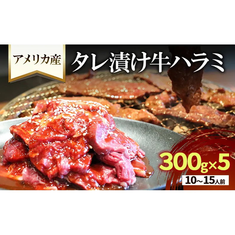 アメリカ産タレ漬け牛ハラミ　10～15人前 300g×5 牛肉 焼肉 焼き肉 アウトドア BBQ