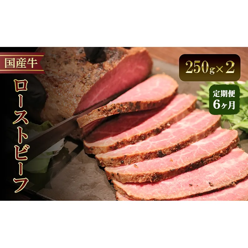 【6か月定期便】国産牛ローストビーフ　250g×2 | 牛肉 国産牛 オードブル 冷凍 惣菜 おかず 京都
