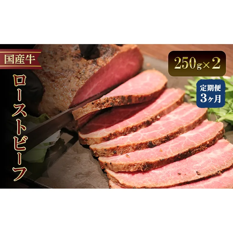 【3か月定期便】国産牛ローストビーフ　250g×2 | 牛肉 国産牛 オードブル 冷凍 惣菜 おかず 京都