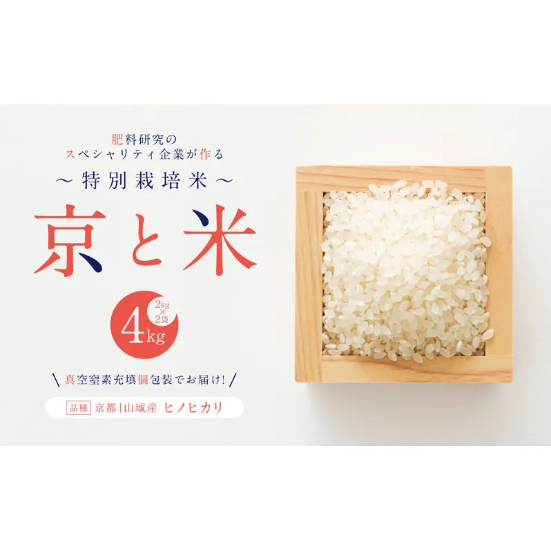 京都府京田辺市産 京と米 ヒノヒカリ 4kg (2kg×2袋) R7年度産 お米 米 こめ コメ 精米 白米 ごはん ご飯 弁当 おにぎり 真空 長期保存 防災 京田辺市 京都府 kt2026