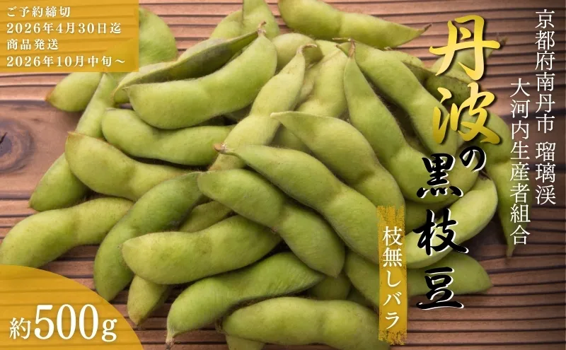 枝豆 京都 2026年 先行予約 丹波黒枝豆 バラ 約500g るり渓 大河内生産組合発 丹波 野菜 国産 生 黒枝豆 おつまみ えだまめ エダマメ 先行 ※北海道・沖縄・離島への発送不可 
