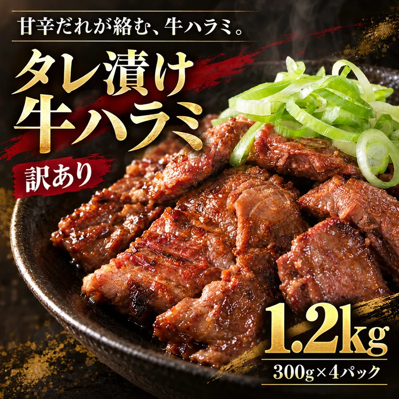 【訳あり】 タレ漬け 牛ハラミ 1.2kg 4P 肉 牛 牛肉 ハラミ 味付け タレ ハラミ肉 BBQ バーベキュー 焼き肉 焼肉 焼肉セット アウトドア キャンプ ギフト 真空 パック 小分け 300g 個包装 簡単 便利 冷凍 人気 京都 南丹市 神戸 ミートフーズ