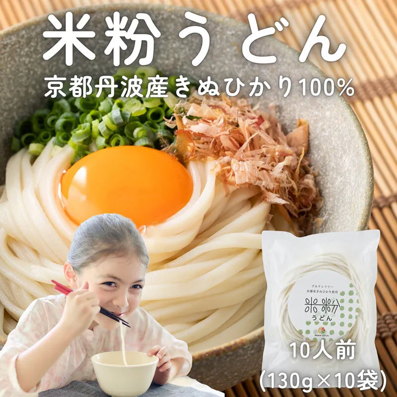 米粉うどん 10食セット　うどん 小麦粉不使用 グルテンフリー 冷凍 保存食 個包装 麺 京都府 南丹市