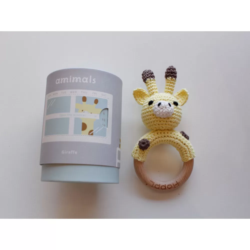HOPPL　手編みamimals（アミマルズ） ガラガラ Giraffe