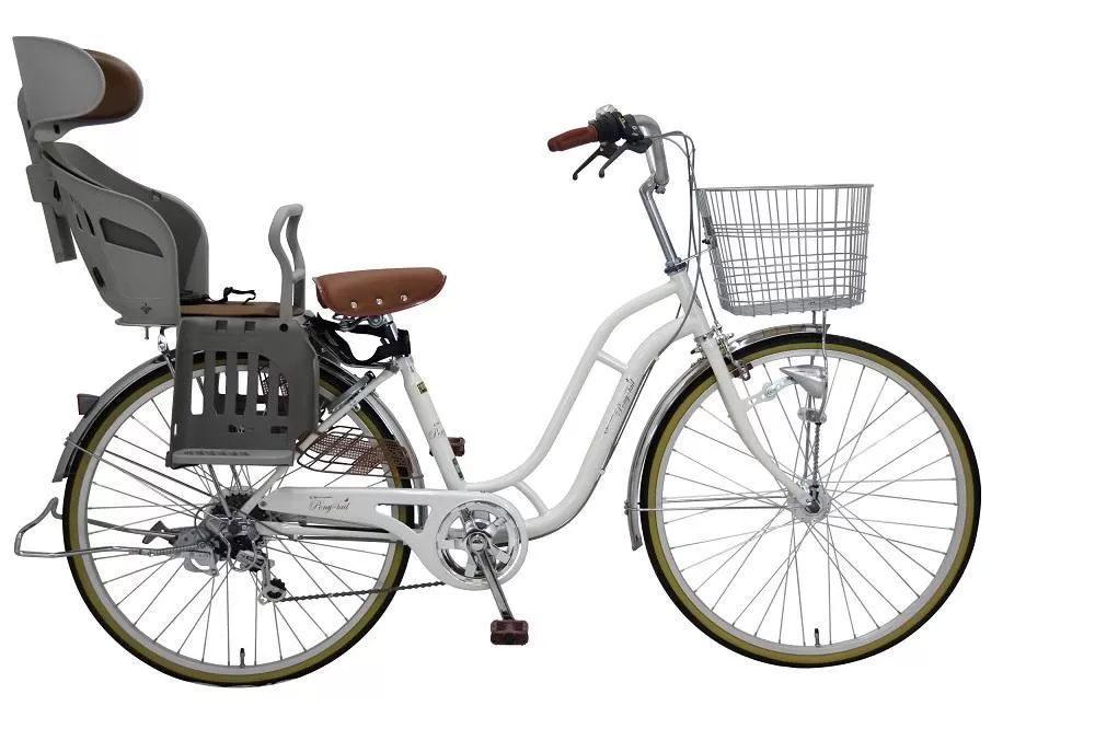 ヱビス自転車 子供乗せ自転車 24インチ ポニーテール246R シマノ製外装6段変速 電動なし（シマノ製ローラーブレーキ LEDオートライト）【本体ホワイト/子乗せグレージュ】【 自転車 シマノ SHIMANO サイクリング 大阪府 堺市】