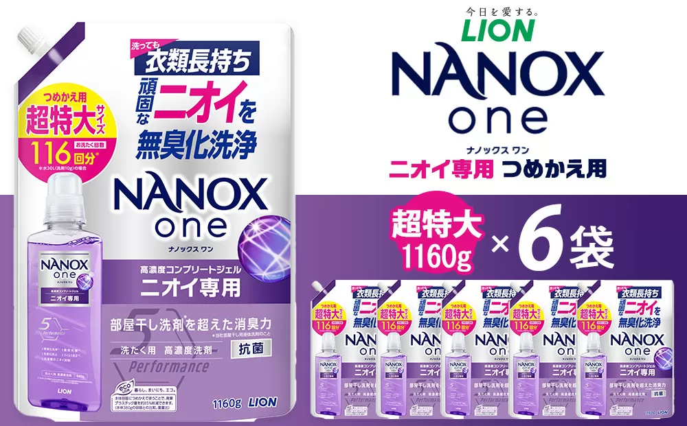 ライオン「NANOXoneニオイ専用」つめかえ用超特大6袋