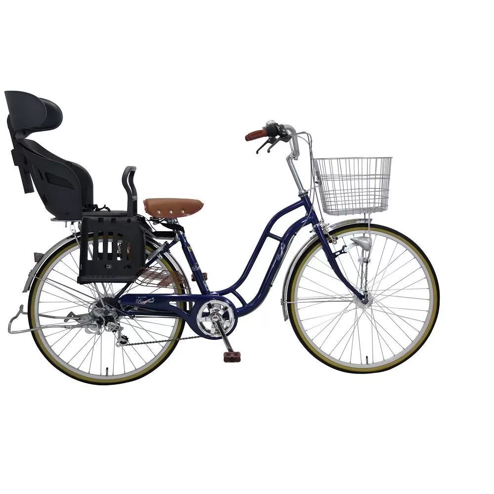ヱビス自転車 子供乗せ自転車 26インチ ポニーテール266R シマノ製外装6段変速　電動なし（シマノ製ローラーブレーキ LEDオートライト）【本体ネイビー/子乗せチャコール】