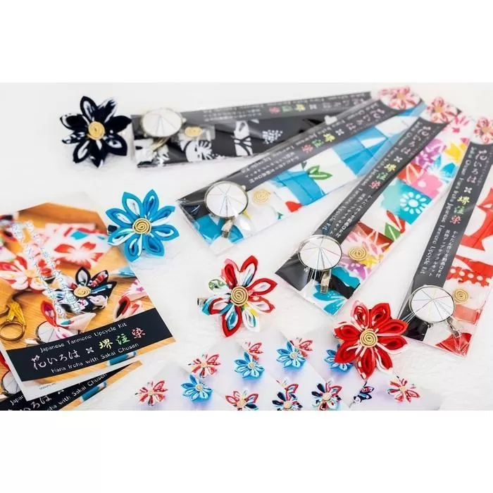 ピンセット要らずのつまみ細工キット「花いろは×堺注染」4本セット