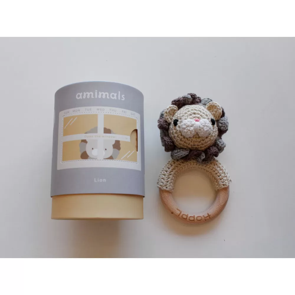 HOPPL　手編みamimals（アミマルズ） ガラガラ Lion