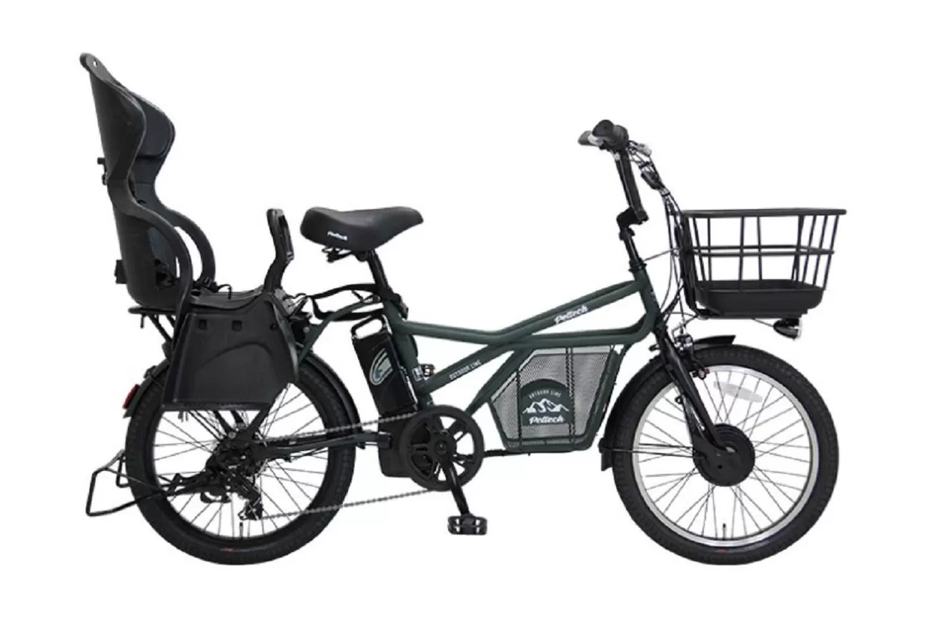 ヱビス自転車 ミニベロカーゴ電動アシスト自転車 GRC-515L-R 20インチ シマノ製外装7段変速【本体：マットオリーブ×子乗せ：ブラック】【 自転車 電動自転車 電動アシスト シマノ SHIMANO 大阪府 堺市】