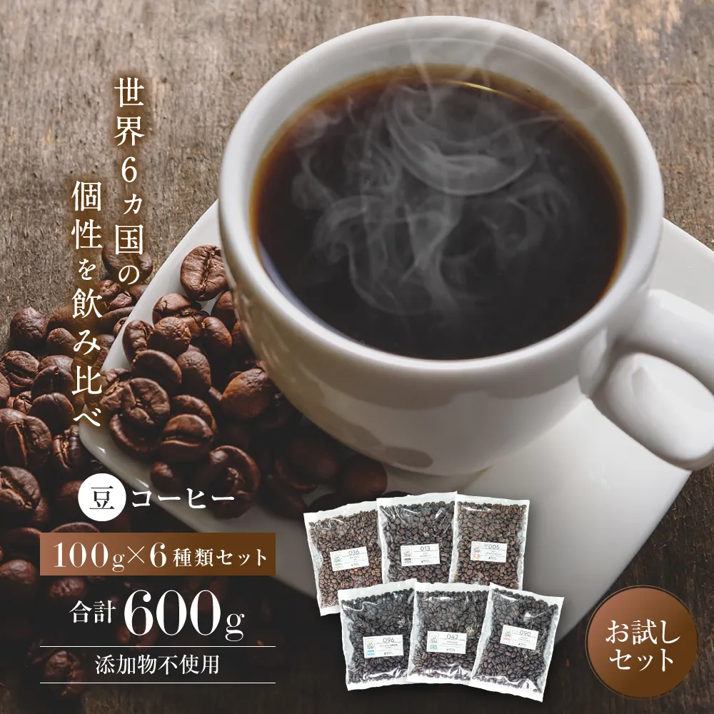 【豆】コーヒー 100g×6種類セット 合計600g 注文後焙煎