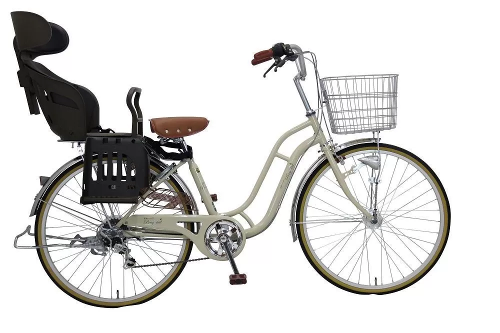 ヱビス自転車 子供乗せ自転車 24インチ ポニーテール246R シマノ製外装6段変速 電動なし（シマノ製ローラーブレーキ LEDオートライト）【本体ミルクコーヒー/子乗せブラウン】【 自転車 シマノ SHIMANO サイクリング 大阪府 堺市】
