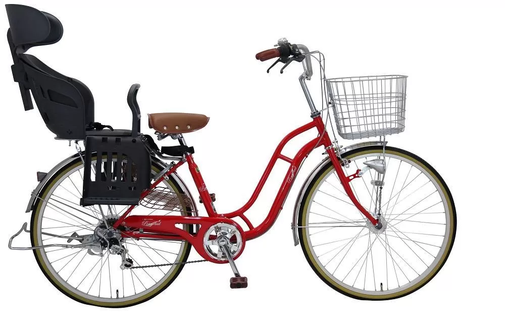 ヱビス自転車 子供乗せ自転車 24インチ ポニーテール246R シマノ製外装6段変速 電動なし（シマノ製ローラーブレーキ LEDオートライト）【本体レッド/子乗せチャコール】【 自転車 シマノ SHIMANO サイクリング 大阪府 堺市】